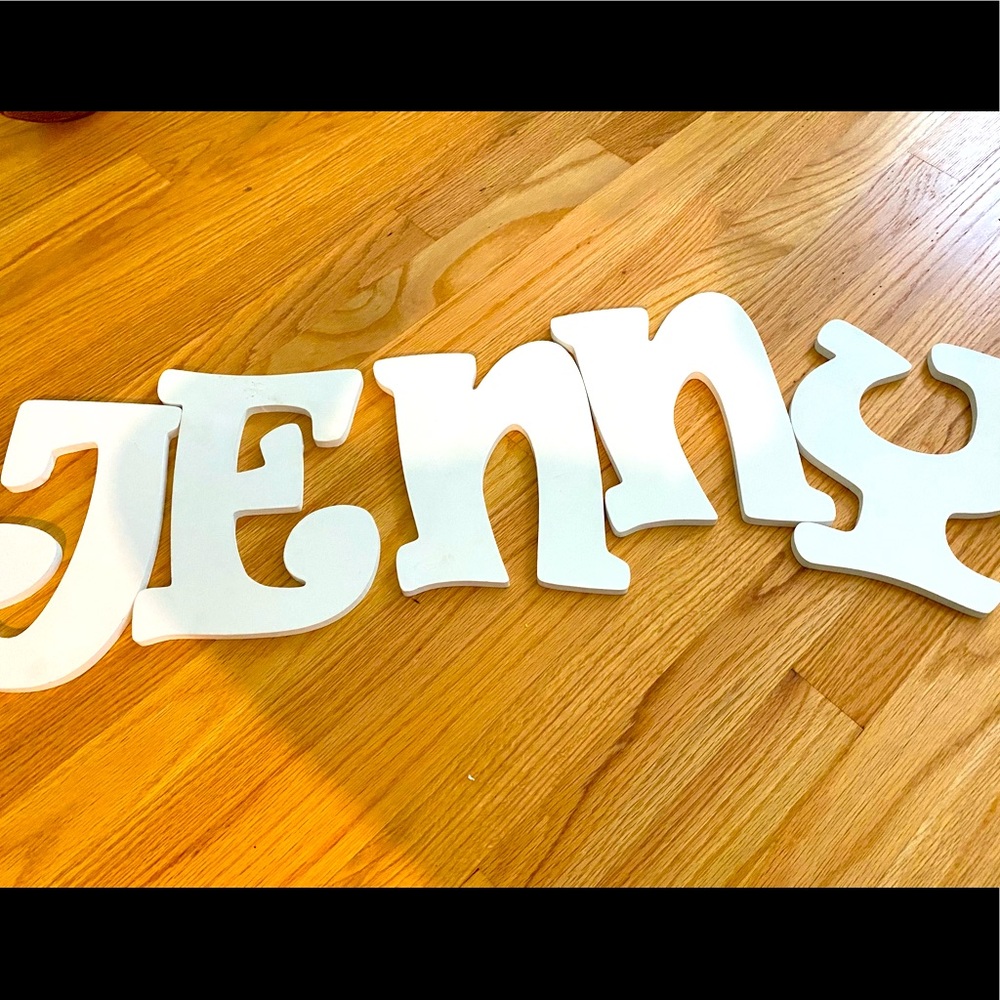 Wood letters white